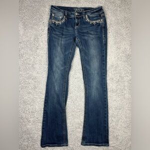 Grace in LA Jeans Womens 28 Flare Embellished Pockets Western Bell Bottoms Rodeo